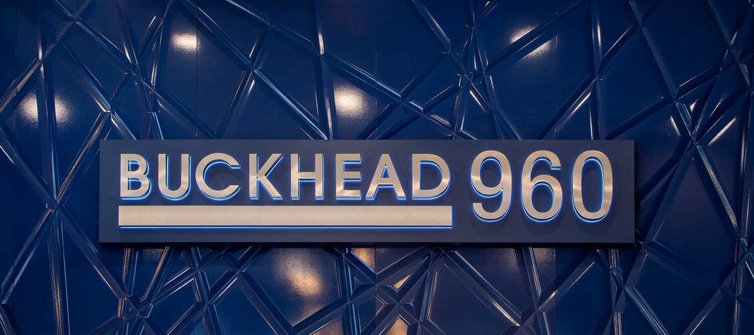 Buckhead 960 apartment sign displayed prominently