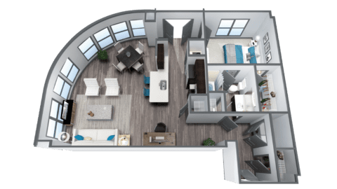 1 bedroom with big space floorplan
