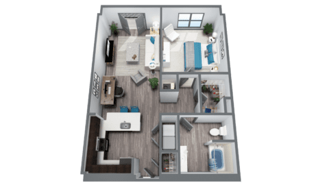 Roomy one-bedroom floor plan with ample living space